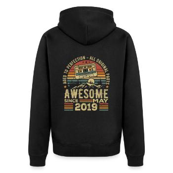 May 2019 Birthday May 2019 Gift 2019 Retro - Unisex Premium Organic Zip Hoodie - black - Back - Nico (187cm)
