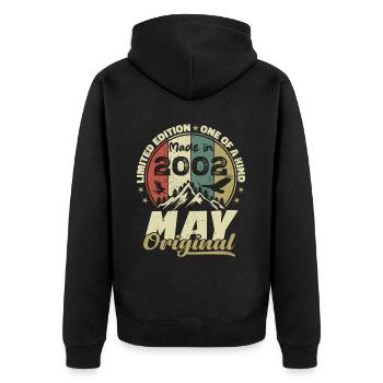 Cadeau Anniversaire Millésime Fabriqué en Mai 2002 - Veste à capuche bio Premium Unisexe - noir - Dos - Nico (187cm)