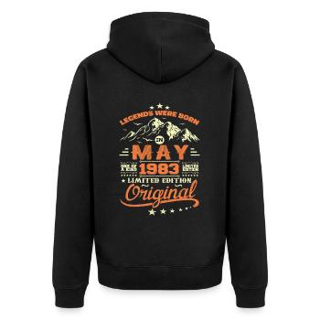 May 1983 Vintage Born In May 1983 Birthday May - Unisex Premium Organic Zip Hoodie - black - Back - Nico (187cm)