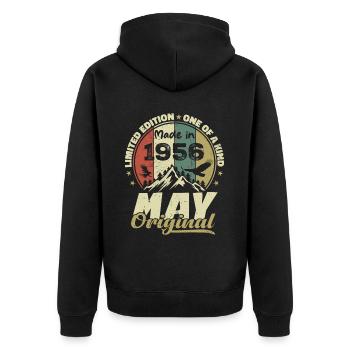 Vintage-Geschenk zum Jubiläum im Mai 1956 - Unisex Premium Bio Zip Hoodie - Schwarz - Hinten - Nico (187cm)
