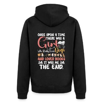 Ein Mädchen, das Hunde und Bücher liebte - Unisex Premium Bio Zip Hoodie - Schwarz - Hinten - Nico (187cm)