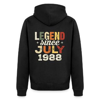 Cadeau d’anniversaire de juillet 1988 Anniversaire de juillet 1988 - Veste à capuche bio Premium Unisexe - noir - Dos - Nico (187cm)