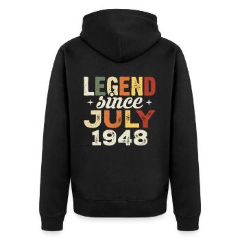 Juli 1948 Geburtstagsgeschenk Juli 1948 Geburtstag - Unisex Premium Bio Zip Hoodie - Schwarz - Hinten - Nico (187cm)