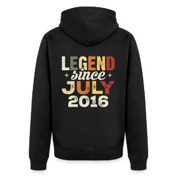 July 2016 Birthday Gift July 2016 Birthday - Unisex Premium Organic Zip Hoodie - black - Back - Nico (187cm)
