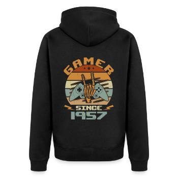 Gamer Since 1957 - Gaming Cadeau Anniversaire 1957 - Veste à capuche bio Premium Unisexe - noir - Dos - Nico (187cm)
