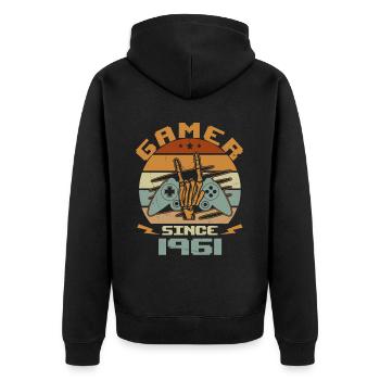 Gamer Since 1961 - Gaming Birthday Gift 1961 - Unisex Premium Organic Zip Hoodie - black - Back - Nico (187cm)