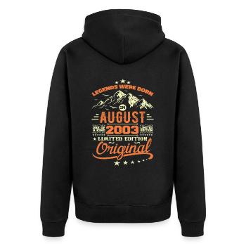 August 2003 Birthday August 2003 Vintage Gift - Unisex Premium Organic Zip Hoodie - black - Back - Nico (187cm)