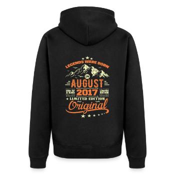 August 2017 Birthday August 2017 Vintage Gift - Unisex Premium Organic Zip Hoodie - black - Back - Nico (187cm)