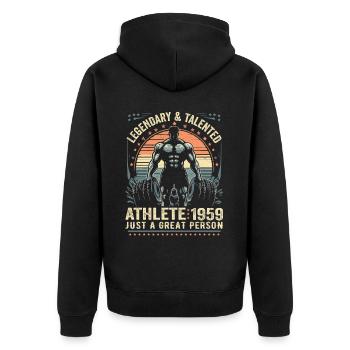 Vintage 1959 Fitness Cadeau D'anniversaire 1959 - Veste à capuche bio Premium Unisexe - noir - Dos - Nico (187cm)