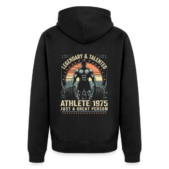 Vintage 1975 Fitness Cadeau D'anniversaire 1975 - Veste à capuche bio Premium Unisexe - noir - Dos - Nico (187cm)