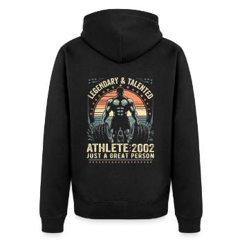 Vintage 2002 Fitness Cadeau D'anniversaire 2002 - Veste à capuche bio Premium Unisexe - noir - Dos - Nico (187cm)