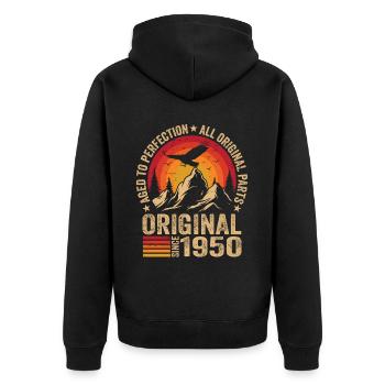 Original 1950er Jahre Jahrgang 1950er Geburtstag 1950er Jahre Retro - Unisex Premium Bio Zip Hoodie - Schwarz - Hinten - Nico (187cm)