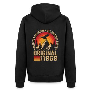 Original 1969 Vintage 1969 Birthday 1969 Retro - Unisex Premium Organic Zip Hoodie - black - Back - Nico (187cm)