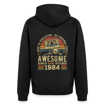 September 1984 Birthday Gift September 1984 - Unisex Premium Organic Zip Hoodie - black - Back - Nico (187cm)
