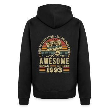 September 1993 Birthday Gift September 1993 - Unisex Premium Organic Zip Hoodie - black - Back - Nico (187cm)