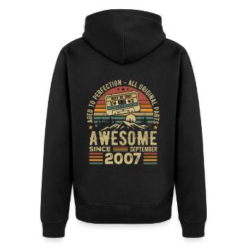 September 2007 Birthday Gift September 2007 - Unisex Premium Organic Zip Hoodie - black - Back - Nico (187cm)