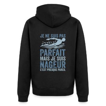 Swimmer | I'm not perfect, I'm a swimmer - Unisex Premium Organic Zip Hoodie - black - Back - Nico (187cm)