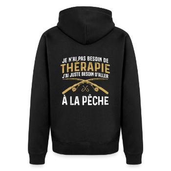 j'ai juste besoin d'aller à la pêche - Veste à capuche bio Premium Unisexe - noir - Dos - Nico (187cm)