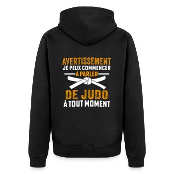 parler de judo à tout moment - Veste à capuche bio Premium Unisexe - noir - Dos - Nico (187cm)