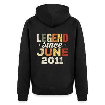 Juni 2011 Geburtstagsgeschenk Juni 2011 Juni 2011 - Unisex Premium Bio Zip Hoodie - Schwarz - Hinten - Nico (187cm)