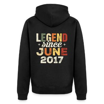 Juni 2017 Geburtstagsgeschenk Juni 2017 Juni 2017 - Unisex Premium Bio Zip Hoodie - Schwarz - Hinten - Nico (187cm)