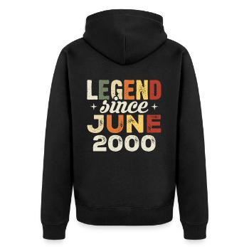 Juni 2000 Geburtstagsgeschenk Juni 2000 Juni 2000 - Unisex Premium Bio Zip Hoodie - Schwarz - Hinten - Nico (187cm)