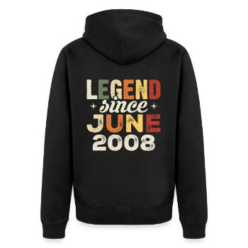 Juni 2008 Geburtstagsgeschenk Juni 2008 Juni 2008 - Unisex Premium Bio Zip Hoodie - Schwarz - Hinten - Nico (187cm)