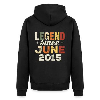 Juni 2015 Geburtstagsgeschenk Juni 2015 Juni 2015 - Unisex Premium Bio Zip Hoodie - Schwarz - Hinten - Nico (187cm)