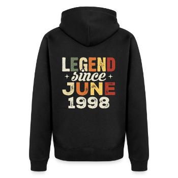 Juni 1998 Geburtstagsgeschenk Juni 1998 Juni 1998 - Unisex Premium Bio Zip Hoodie - Schwarz - Hinten - Nico (187cm)