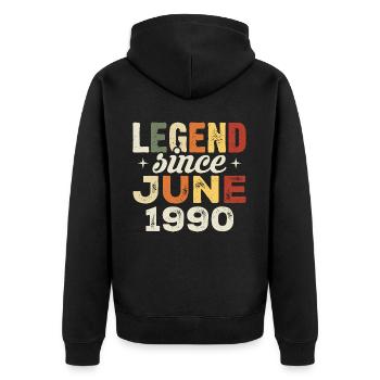 Juin 1990 Cadeau d’anniversaire Juin 1990 Juin 1990 - Veste à capuche bio Premium Unisexe - noir - Dos - Nico (187cm)