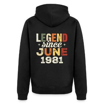 Juin 1981 Cadeau d’anniversaire Juin 1981 Juin 1981 - Veste à capuche bio Premium Unisexe - noir - Dos - Nico (187cm)