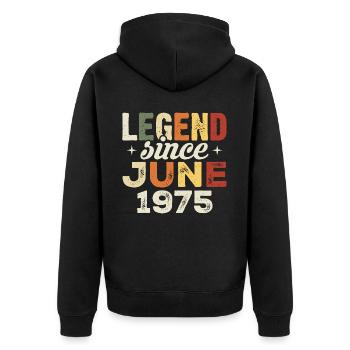 Juin 1975 Cadeau d’anniversaire Juin 1975 Juin 1975 - Veste à capuche bio Premium Unisexe - noir - Dos - Nico (187cm)