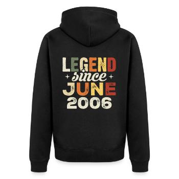 Juni 2006 Geburtstagsgeschenk Juni 2006 Juni 2006 - Unisex Premium Bio Zip Hoodie - Schwarz - Hinten - Nico (187cm)