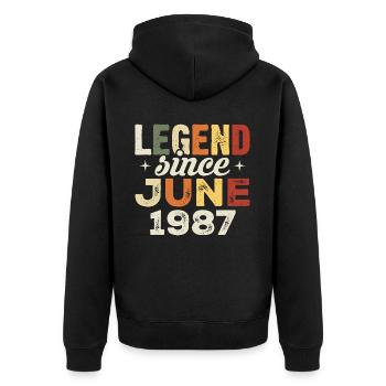 Juni 1987 Geburtstagsgeschenk Juni 1987 Juni 1987 - Unisex Premium Bio Zip Hoodie - Schwarz - Hinten - Nico (187cm)