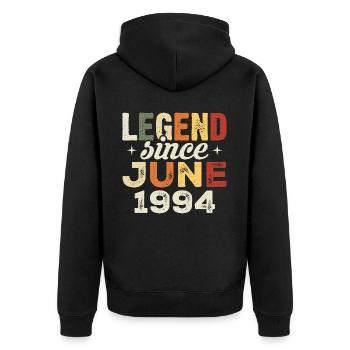 Juni 1994 Geburtstagsgeschenk Juni 1994 Juni 1994 - Unisex Premium Bio Zip Hoodie - Schwarz - Hinten - Nico (187cm)