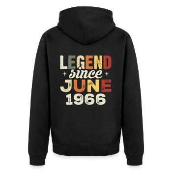 June 1966 Birthday present June 1966 June 1966 - Unisex Premium Organic Zip Hoodie - black - Back - Nico (187cm)