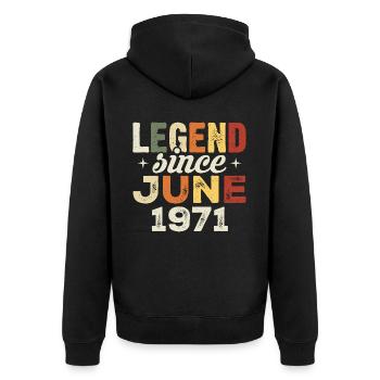 Juni 1971 Geburtstagsgeschenk Juni 1971 Juni 1971 - Unisex Premium Bio Zip Hoodie - Schwarz - Hinten - Nico (187cm)