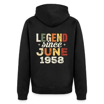Juni 1958 Geburtstagsgeschenk Juni 1958 Juni 1958 - Unisex Premium Bio Zip Hoodie - Schwarz - Hinten - Nico (187cm)