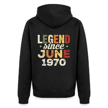 Juni 1970 Geburtstagsgeschenk Juni 1970 Juni 1970 - Unisex Premium Bio Zip Hoodie - Schwarz - Hinten - Nico (187cm)