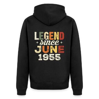 Juni 1955 Geburtstagsgeschenk Juni 1955 Juni 1955 - Unisex Premium Bio Zip Hoodie - Schwarz - Hinten - Nico (187cm)