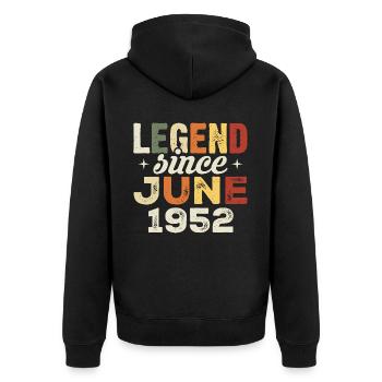 Juni 1952 Geburtstagsgeschenk Juni 1952 Juni 1952 - Unisex Premium Bio Zip Hoodie - Schwarz - Hinten - Nico (187cm)
