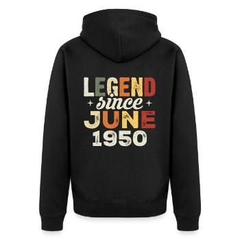 Juin 1950 Cadeau d’anniversaire Juin 1950 Juin 1950 - Veste à capuche bio Premium Unisexe - noir - Dos - Nico (187cm)