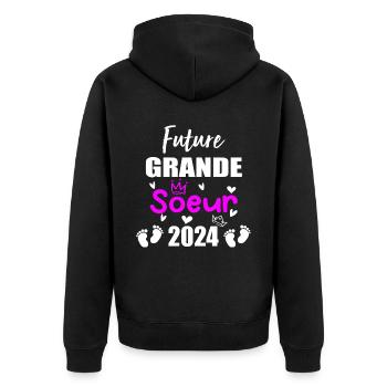 Future Grande Soeur 2024 bientôt Grande Soeur - Veste à capuche bio Premium Unisexe - noir - Dos - Nico (187cm)