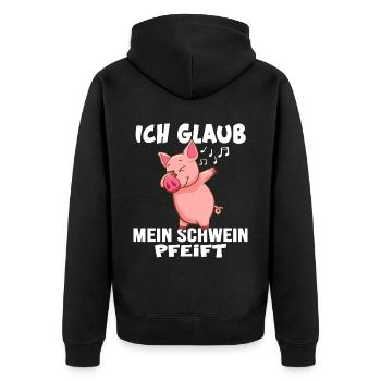 landleben schweinezucht dorfkind schwein pfeift - Unisex Premium Bio Zip Hoodie - Schwarz - Hinten - Nico (187cm)