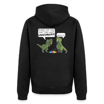 Dino last unicorn - LAST UNICORN -Gift idea - Unisex Premium Organic Zip Hoodie - black - Back - Nico (187cm)