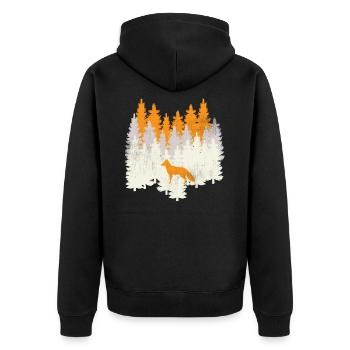 Rétro Renard Vintage Forêt Collage de sapins - Veste à capuche bio Premium Unisexe - noir - Dos - Nico (187cm)