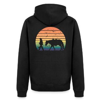 Retro Vintage Horseman Pferd Lover Reiter Geschenk - Unisex Premium Bio Zip Hoodie - Schwarz - Hinten - Nico (187cm)