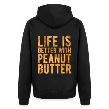 Peanut Butter Day Saying Peanut Butter - Unisex Premium Organic Zip Hoodie - black - Back - Nico (187cm)