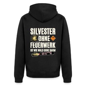 Pyro ohne Feuerwerk - Unisex Premium Bio Zip Hoodie - Schwarz - Hinten - Nico (187cm)
