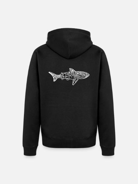 Requin Baleine - dessin vectoriel - Veste à capuche bio Premium Unisexe - noir